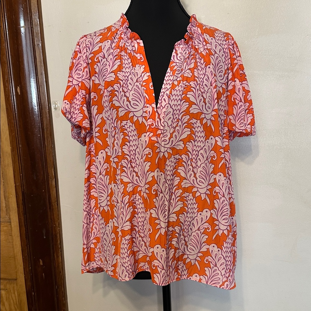 Rose & Olive Orange and Purple Floral Blouse